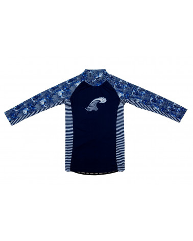 Koszulka plażowo-kąpielowa z filtrem UPF 50 - Navy Wave Top Dziecięcy UPF 50 Stonz®