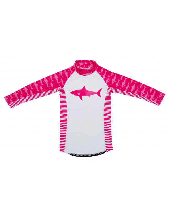 Koszulka plażowo-kąpielowa z filtrem UPF 50 - Fuchsia Shark | Stonz | stonzwear.pl