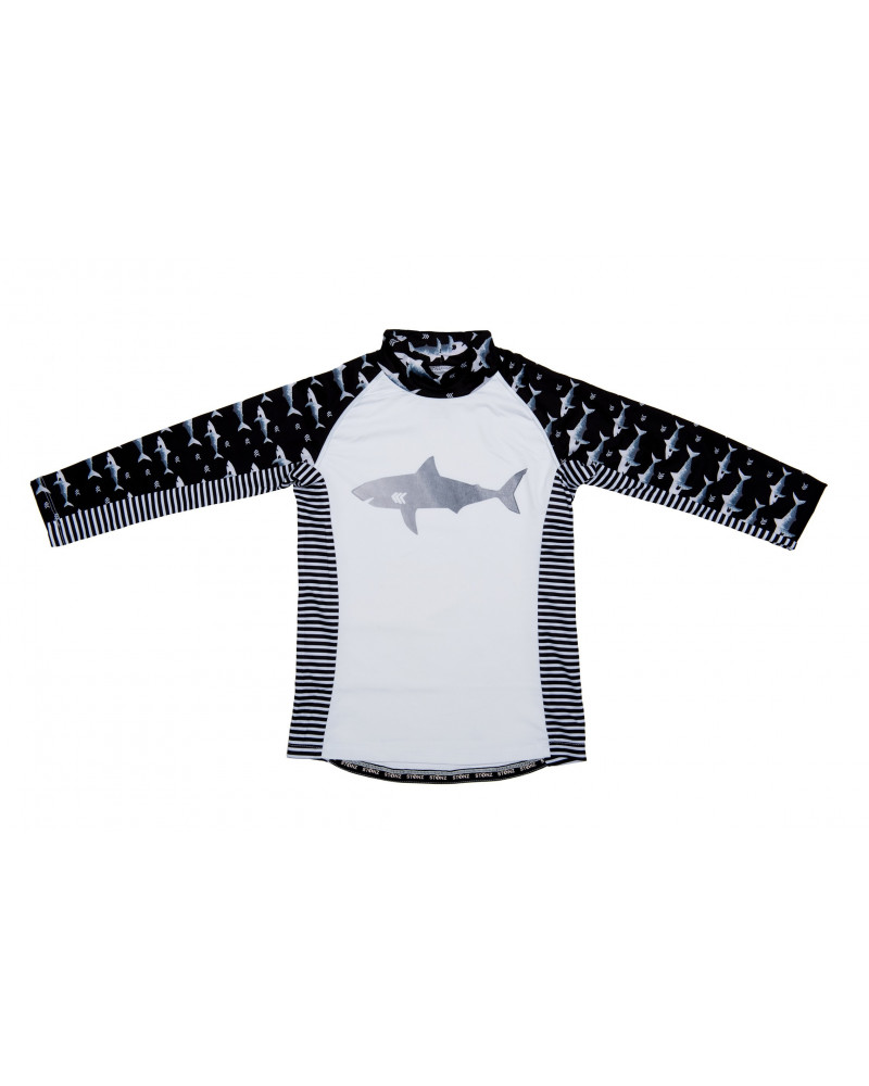 Koszulka plażowo-kąpielowa z filtrem UPF 50 - Black Shark Top Dziecięcy UPF 50 Stonz